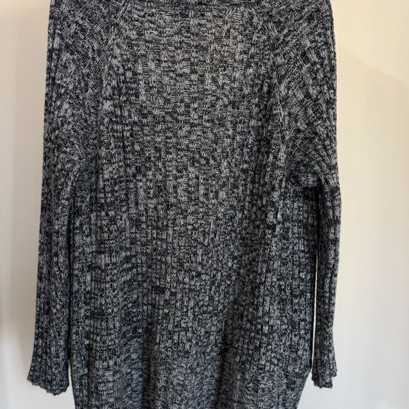 Style and Co Woman Sweater Open-Front Cardigan Black White Acrylic Womens 1X - Picture 8 of 12